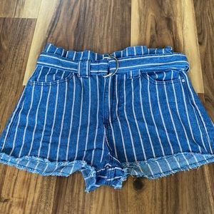 mustard seed red stripped jean shirts with belt